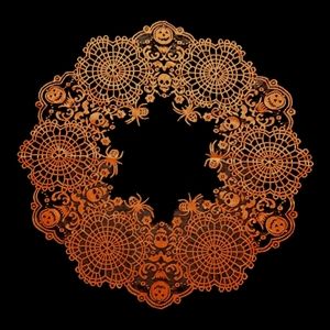 NWOT Set of (2) Oversized Halloween Pumpkin Lace Doilies